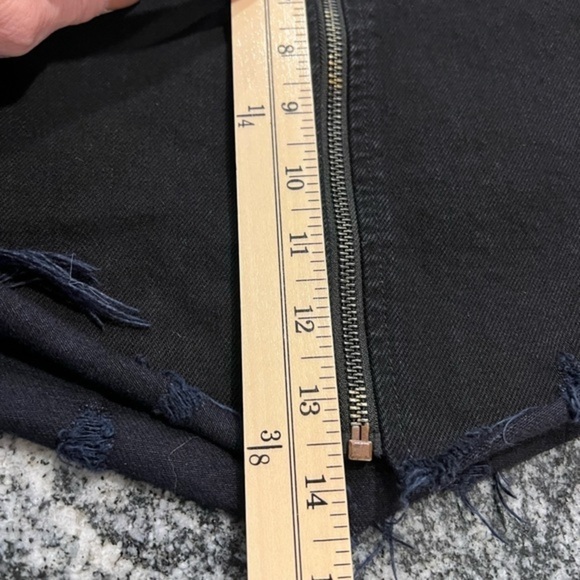 Carmar Black Mini Destroyed Jean Skirt with Front Up and Down Zipper - Picture 8 of 13